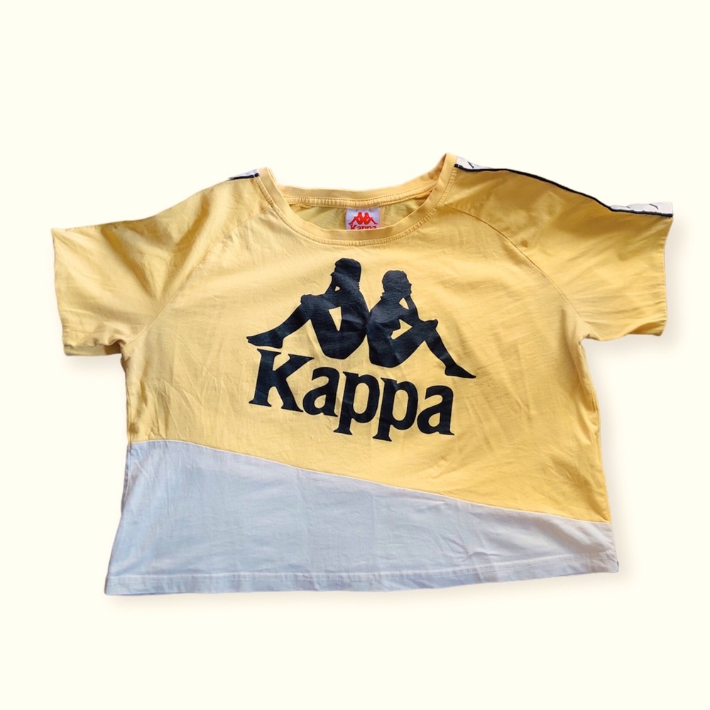 Kappa Women’s Yellow Black 222 Banda Balimnos Crop Top Tee T-Shirt Sz Med
